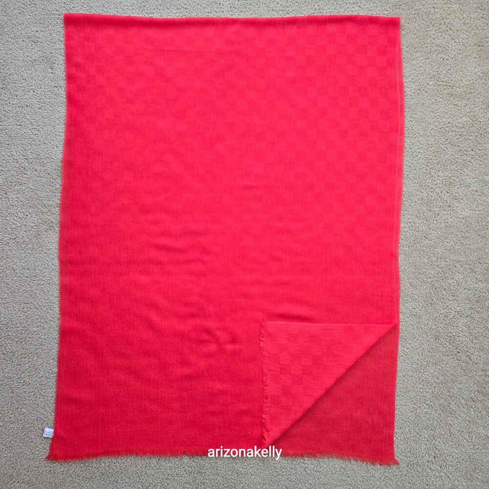 NWOT Coral Red Cashmere & Silk Scarf - Picture 3 of 13